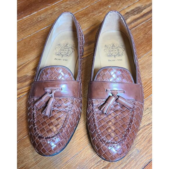 Rare Bow-Tie McFarlaine Italian Woven Tassle Brown Leather Loafers SZ 9 ORG $349 main image 13